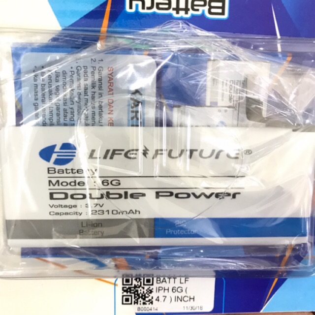 Baterai Batre iP 6 6G Double Power 2310 Life Future Garansi