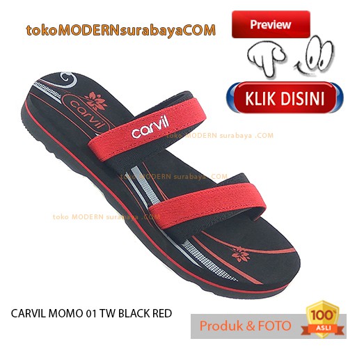 CARVIL MOMO 01 TW BLACK RED sandal anak casual slide