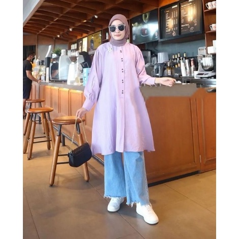 Nayya Tunik / Tunik Wanita Atasan Tunik Polos Kekinian 2022 / Tunik Bahan Crinkle Airflow Premium Ju