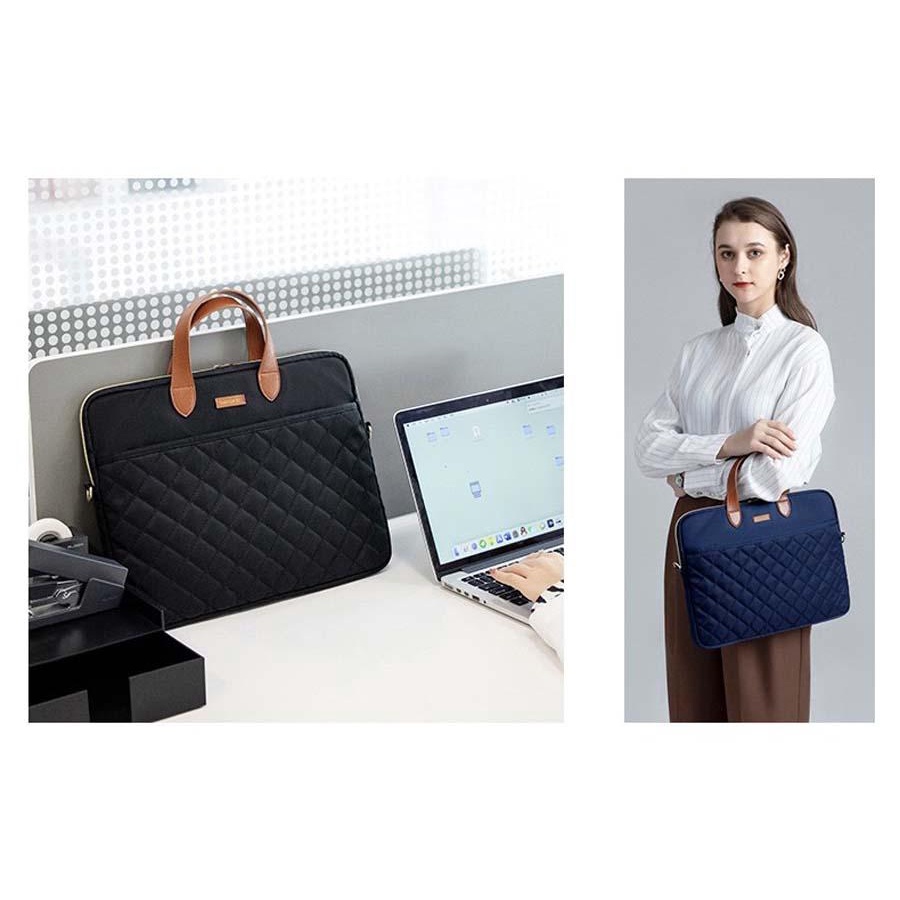 Tas Laptop Selempang Premium Quilted Fashion with Strap 13 14 15 inch