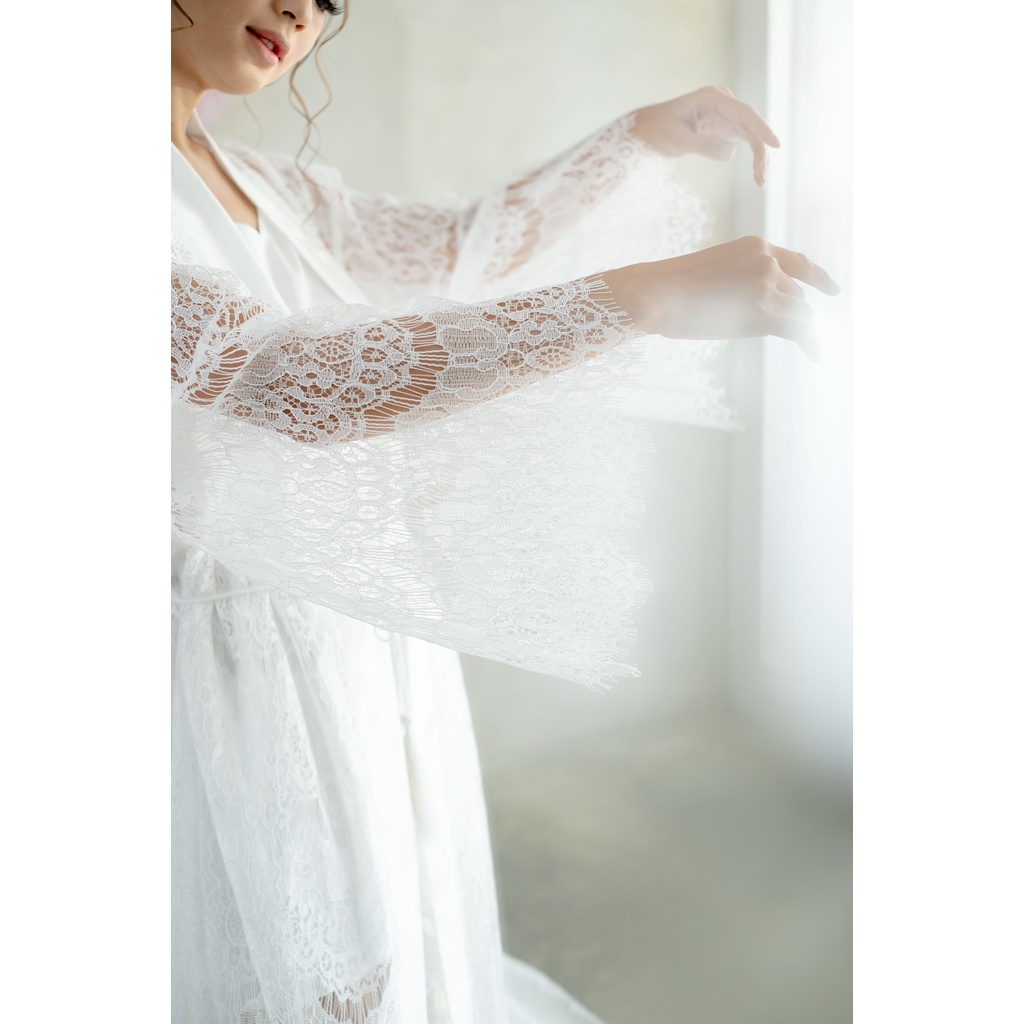 Milaca Robe- FAE Collection- Kimono Pengantin Brokat Renda Bride Robe Wedding Robe