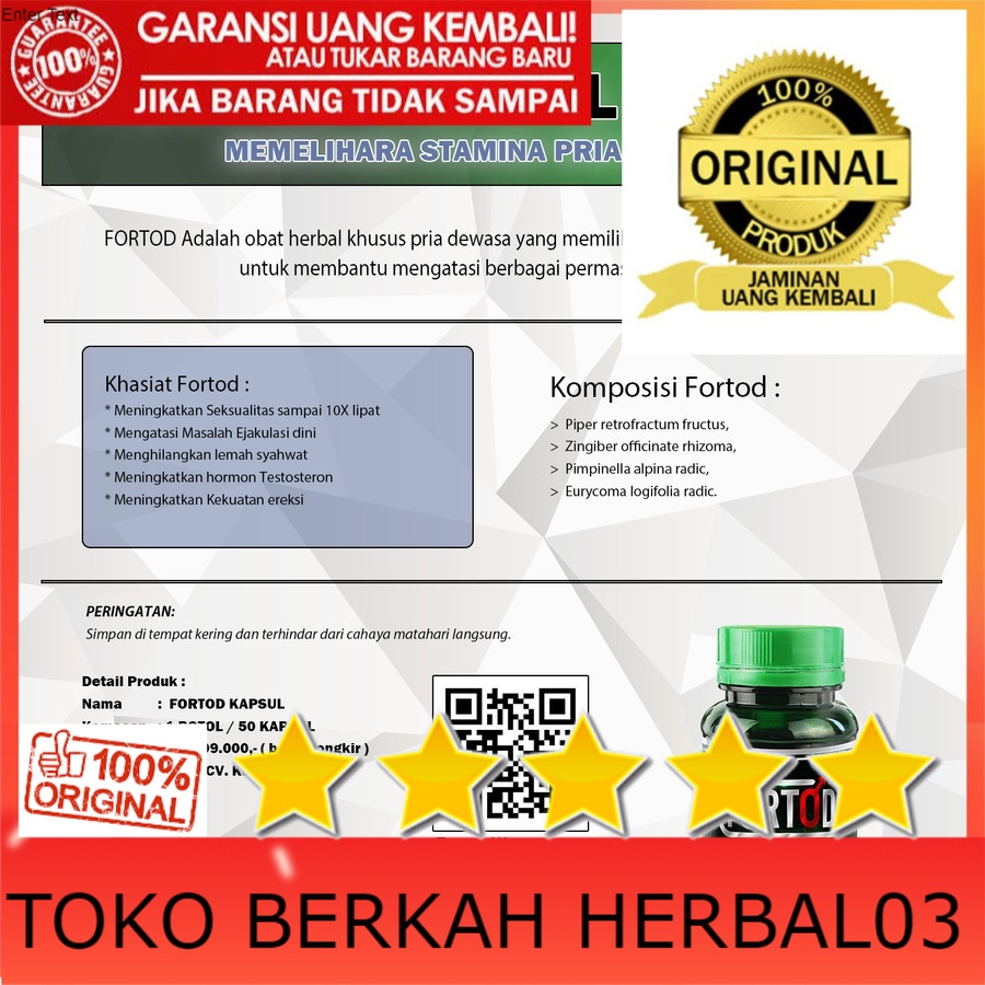 100% ASLI COD Kapsul Pembesar Penis Pria Original FORTOD | Pemanjang Mr.P Alat Vital Pria Dewasa Amp
