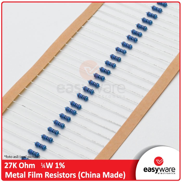 Resistor 27K Ohm 1/4W 1% Metal Film Resistor 27K Axial 0.25 Watt