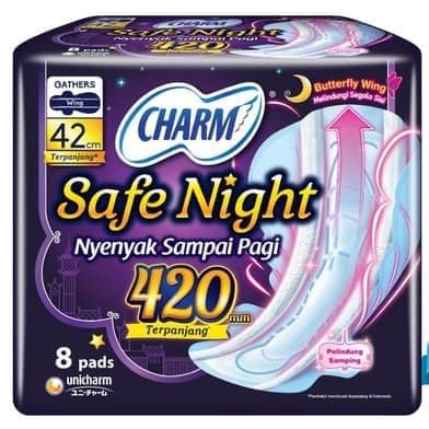 Charm pembalut safe night wing 42 cm isi 8