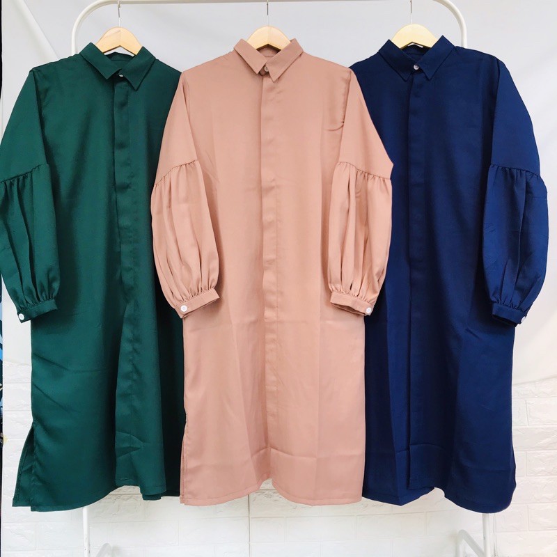 TJ - Long Tunik Premium Moscrepe Jumbo Lengan Balon