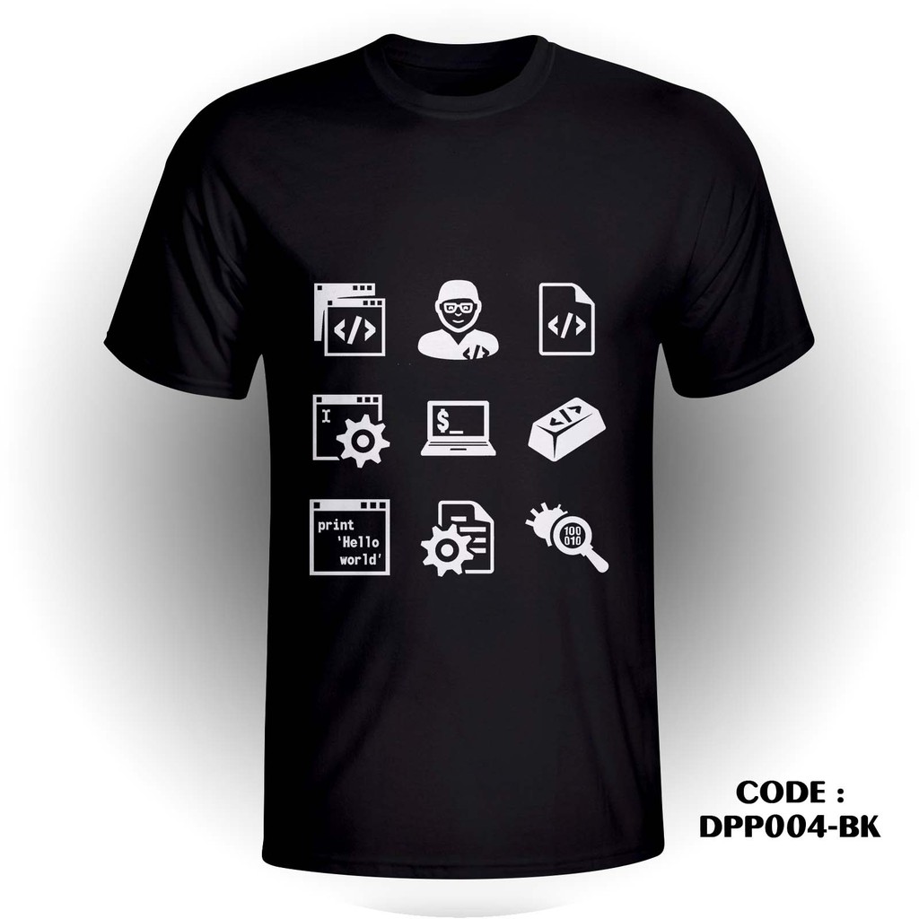 BAJU KAOS PRIA BERKERAH DPP004 CODING HELLO WORLD