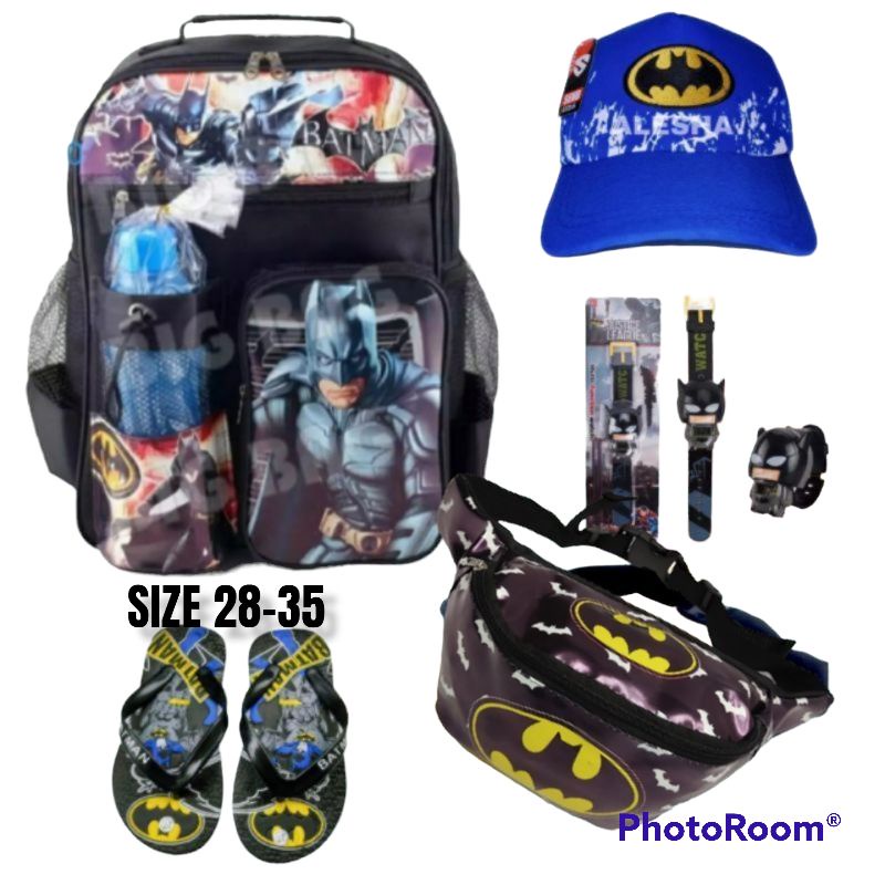 BEST RANSEL BATMAN 5IN1 Komplit Tas ransel anak sekolah free botol minuman