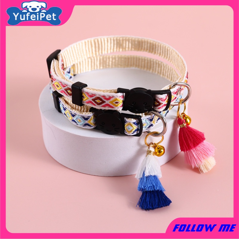 ★〓YUFeiPet〓★New Hot Pet Collars Cat Collar Breakaway Buckle Dog Collar Bells Pet Supplies Tassels Bell Pet Accessories