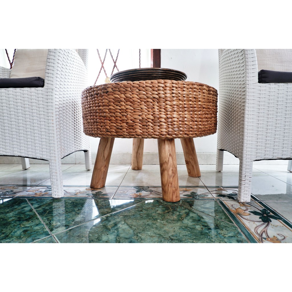 Romi Stool - Stool anyaman - stool eceng gondok - bangku rotan - bangku - kursi rotan
