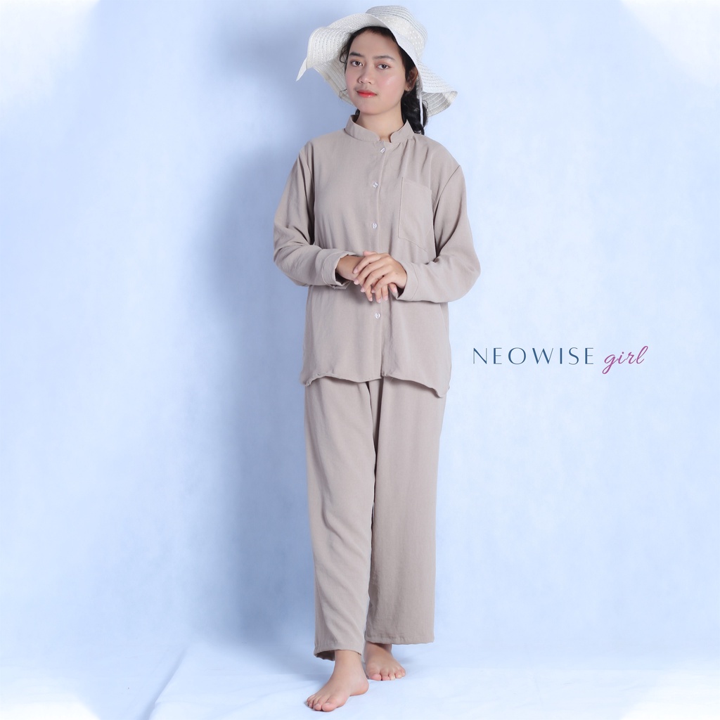 One Set Setelan Wanita Crinkle Kekinian   – Setelan Polos Wanita Crinkle Airflow