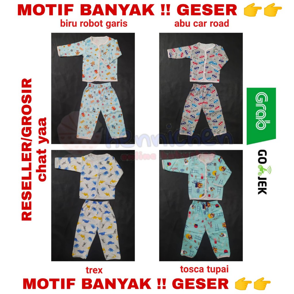 HOKIKU Setelan baju tidur bayi Piyama Bayi Lengan Panjang Pendek Motif Newborn