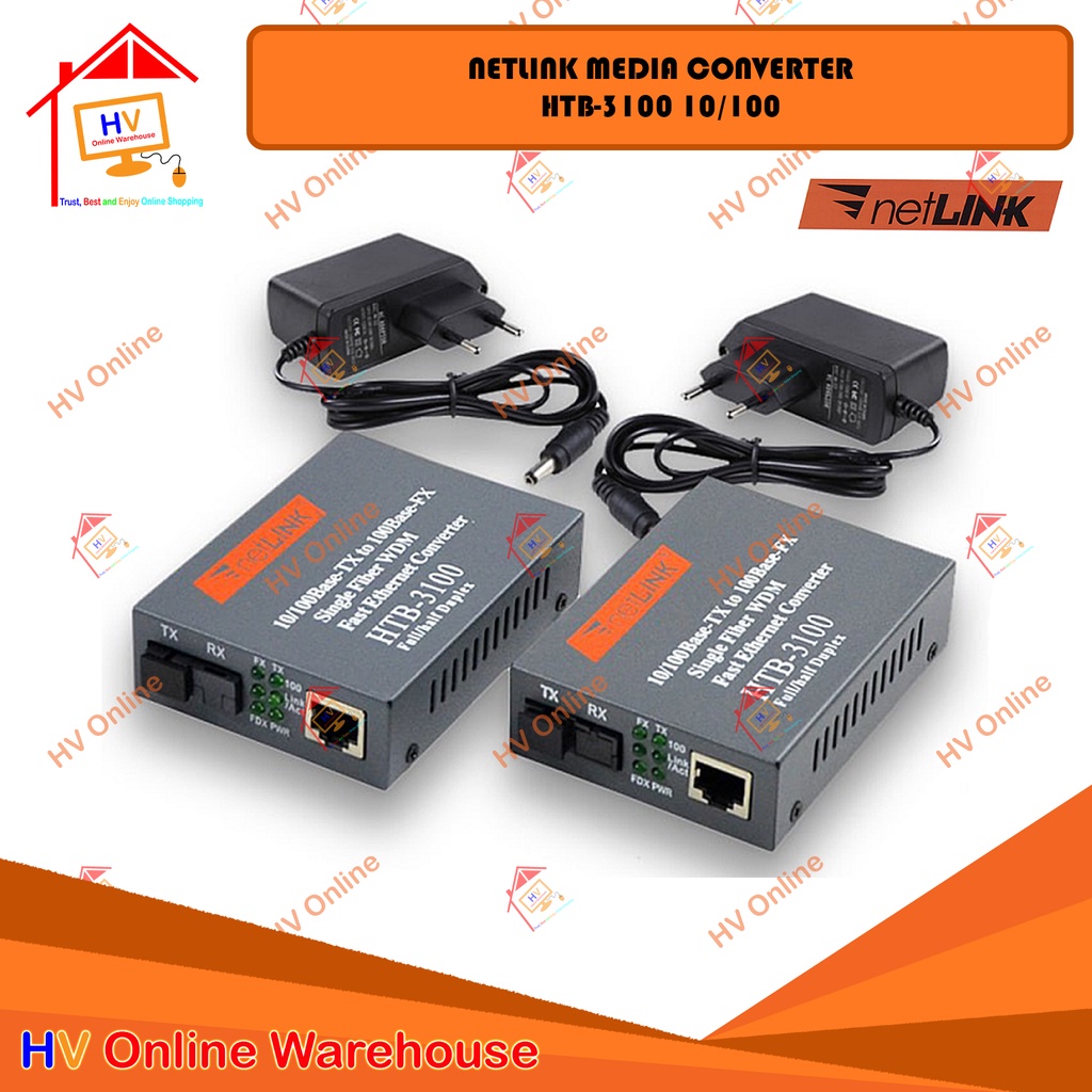 Netlink HTB3100 A+B Single mode Media Converter Fiber Optik HTB 3100
