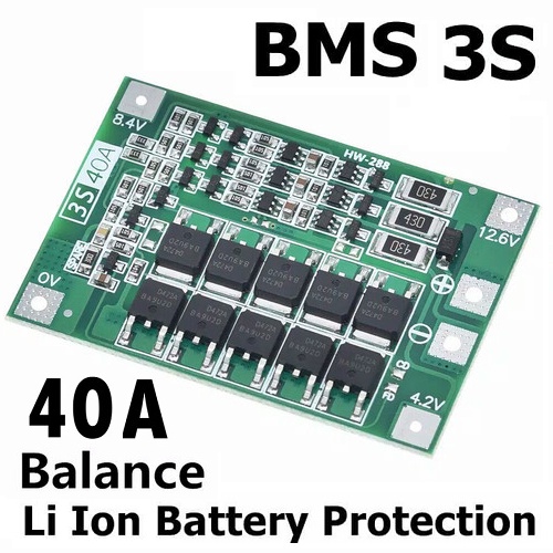 Modul BMS 3S 40A Battery Batterai Batre Lithium Li-ion Charger Cas PCB BMS Protection Board 12.6V 40