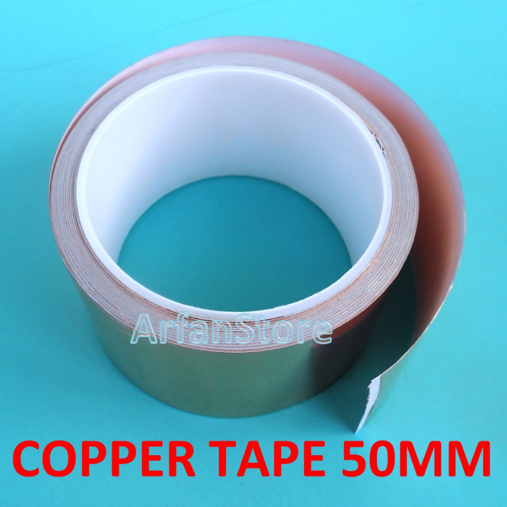 Copper Foil Tape 50mm x 1 Meter Isolasi Tembaga Solatip Jalur PCB 1M
