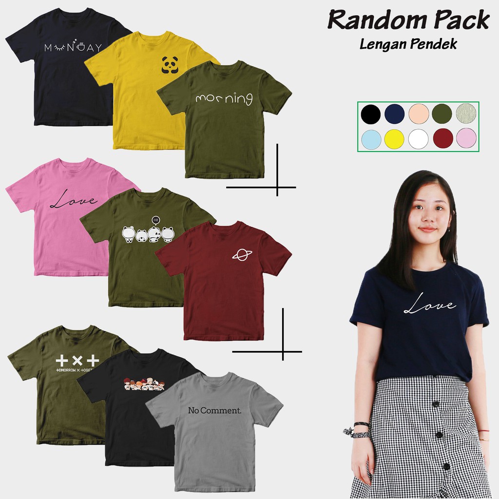 (RS) BAJU KAOS MOTIF RANDOM FOR CEWEK TUMBLR TEE TSHIRT CEWE KATUN COMBED 30S - YELONIX