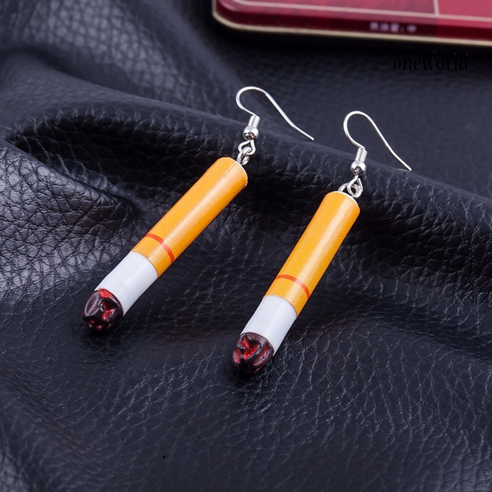 OW@ Funny Women Cigarette Butts Pendant Hook Dangle Earrings Party Jewelry Gift