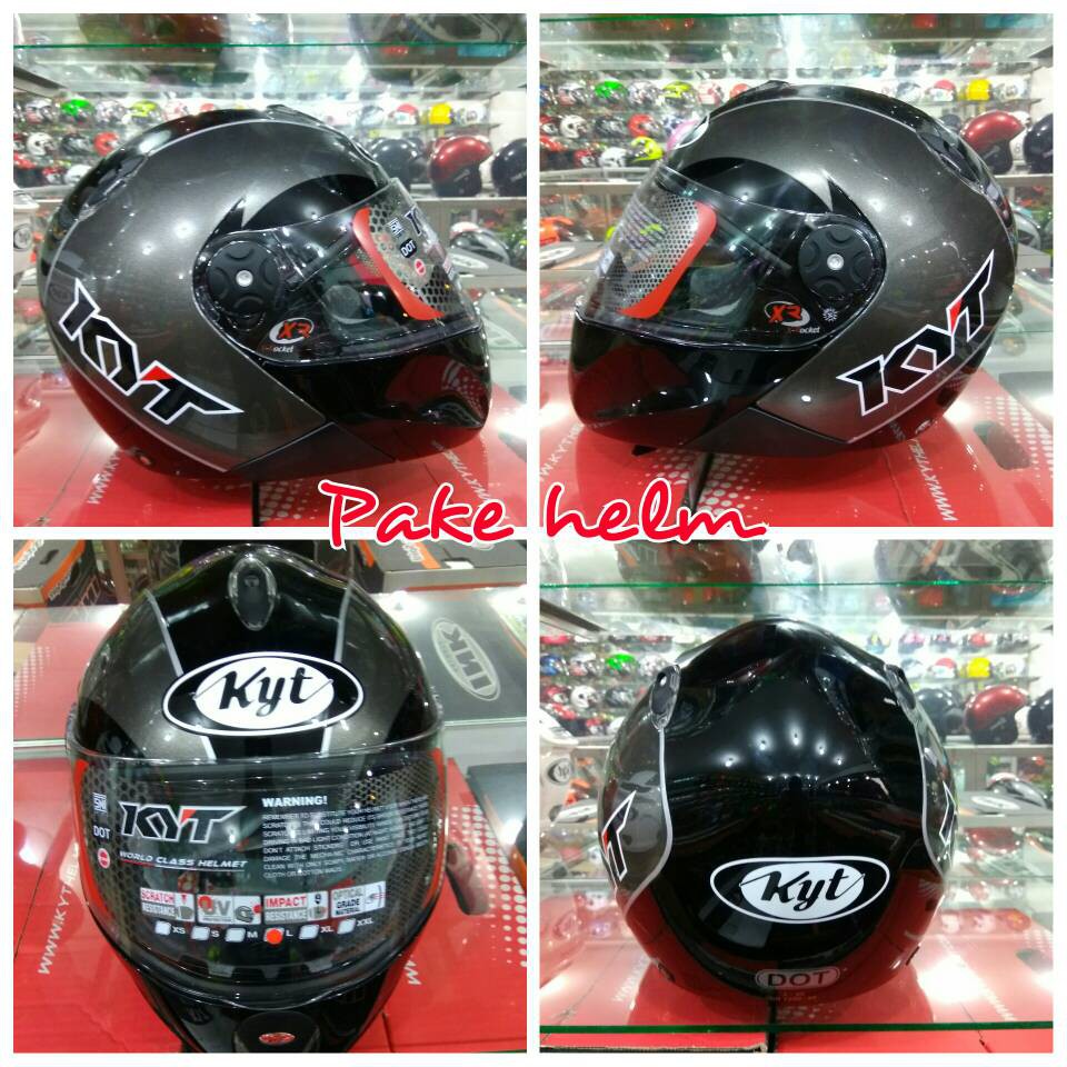 DISKON HELM KYT ROCKET HELM KYT FULL FACE BLACK GUN METAL