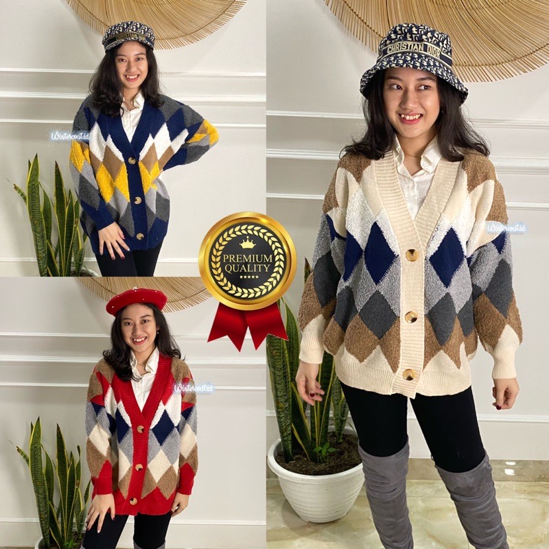 Kardigan rajut wanita import korea Anna knitted cardigan woman winter musim dingin tebal hangat