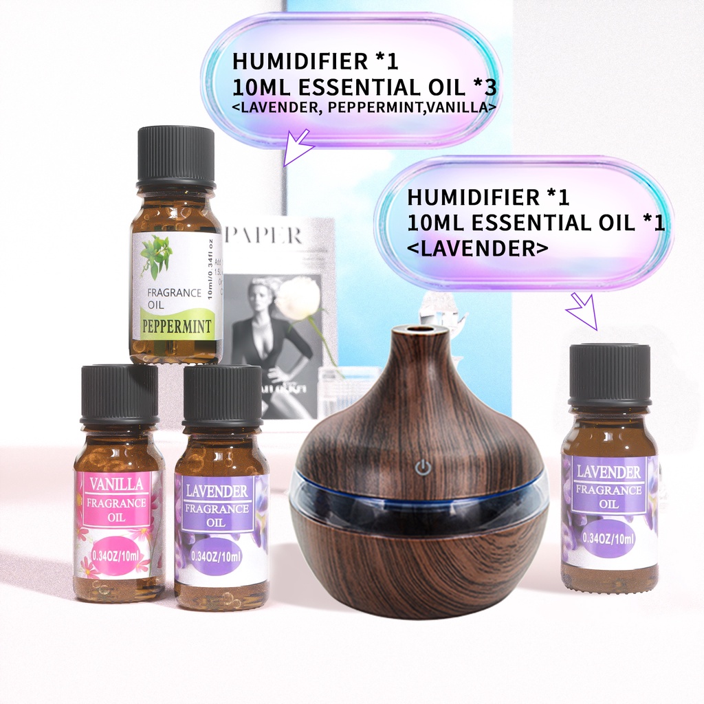 100% ORI Humidifier Diffuser Aroma Diffuser 300ML Oil Diffuser Aroma Terapi Pengharum Ruangan-Dark Wood