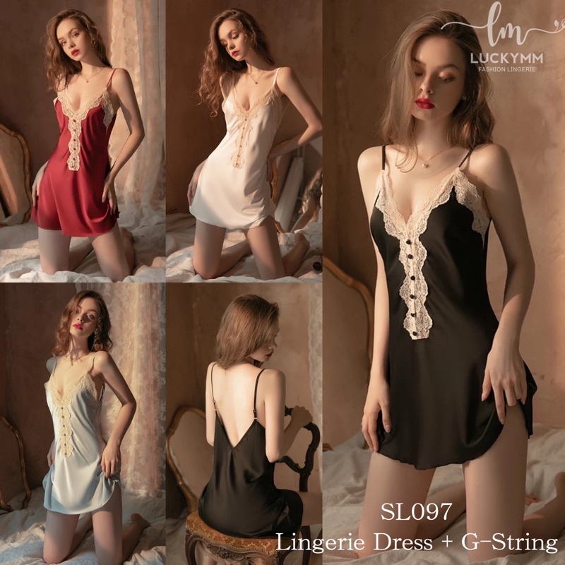 Sexy Lingerie Dress Babydoll Baju Tidur Sexy Wanita Bahan Silky Satin / Lingerie Sexy / Sleepwear 97(Dalaman)