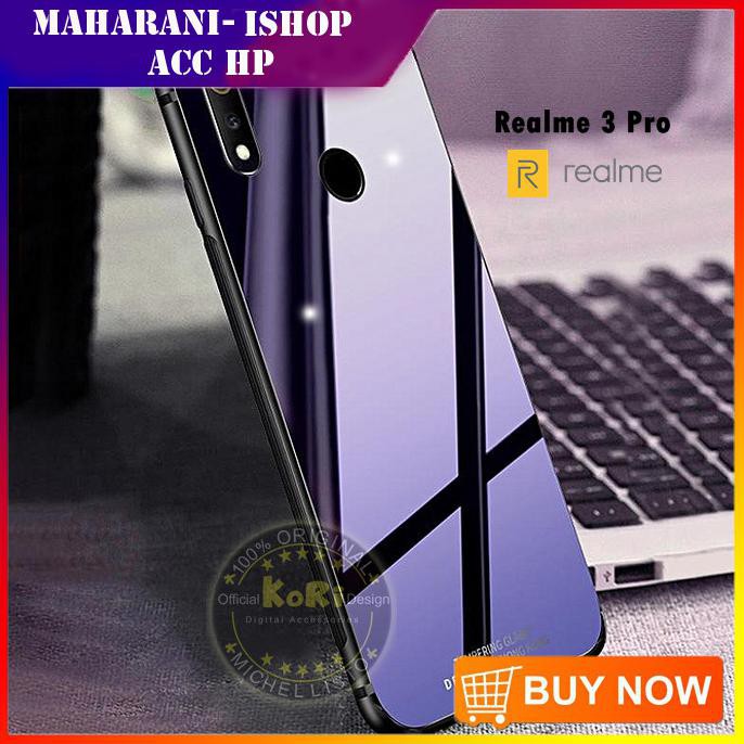 CASE HP REALME 3 PRO GLASS CASE HP UME CAFELE TEMPERED BACKDOOR COD