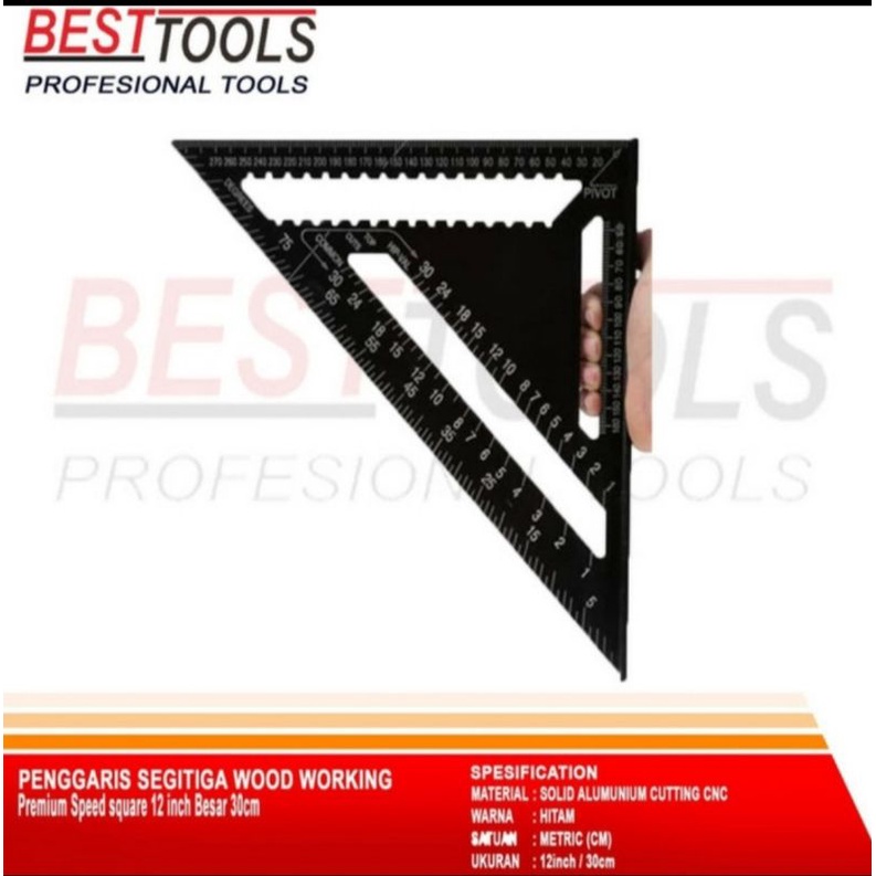 

Premium Speed Square 12 inch-Penggaris Segitiga Siku Aluminium Solid Besttools