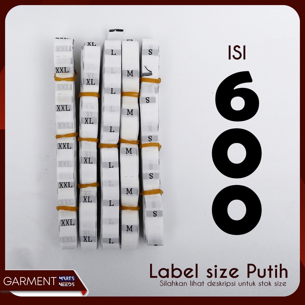 

LS601 - Label Size Ukuran Pakaian Baju Woven Polyester Rajut Putih Isi 600 Pcs