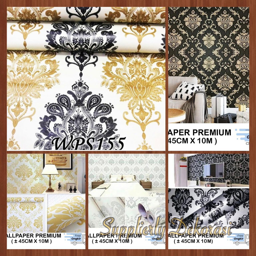 Wallpaper Dinding Stiker Batik Emas Dasar Hitam 45cm x 10m | Shopee