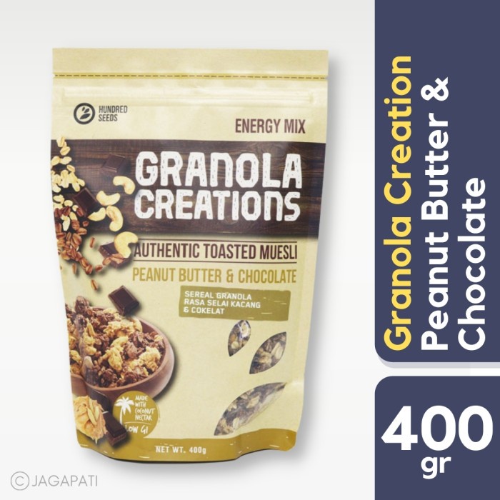 

Jual Granola Creation - Peanut Butter & Chocolate Original Mix - 400 Gr