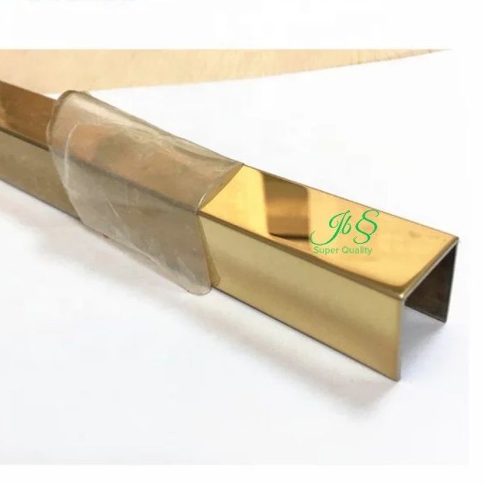 LIST U 12X12X12X3.050MM T. 0.8MM MIRROR GOLD STAINLESS SUS 201