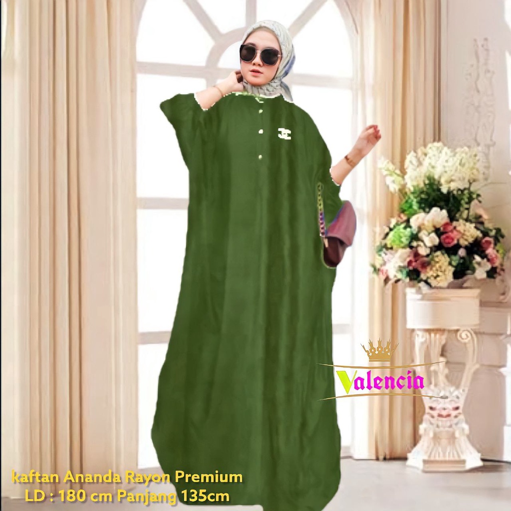 Ananda Kaftan Wanita Jumbo Rayon Premium Gamis Dress Kaftan Polos Kekininan Bigsize LD 180 cm