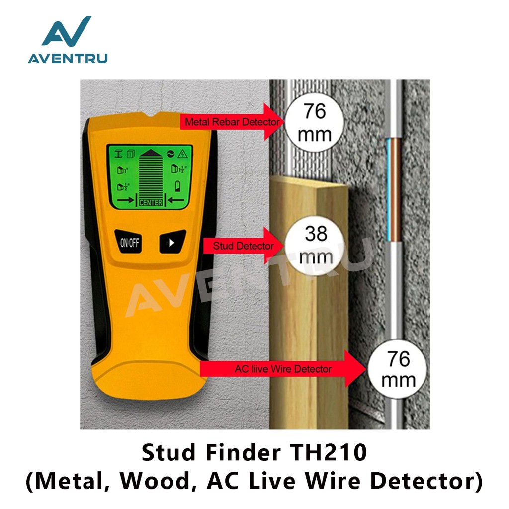 Stud Center Finder TH210 Detect Metal, Wood and AC Live Wire Detector