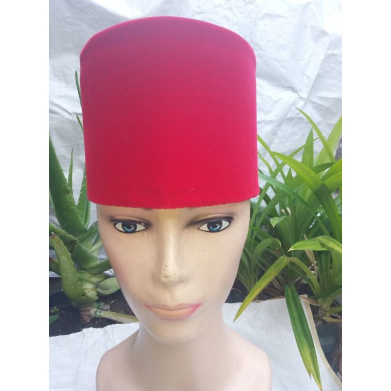 Songkok merah cabe  /peci songkok bahan beludru motif merah cabe/peci songkok khas Betawi/peci songkok AC