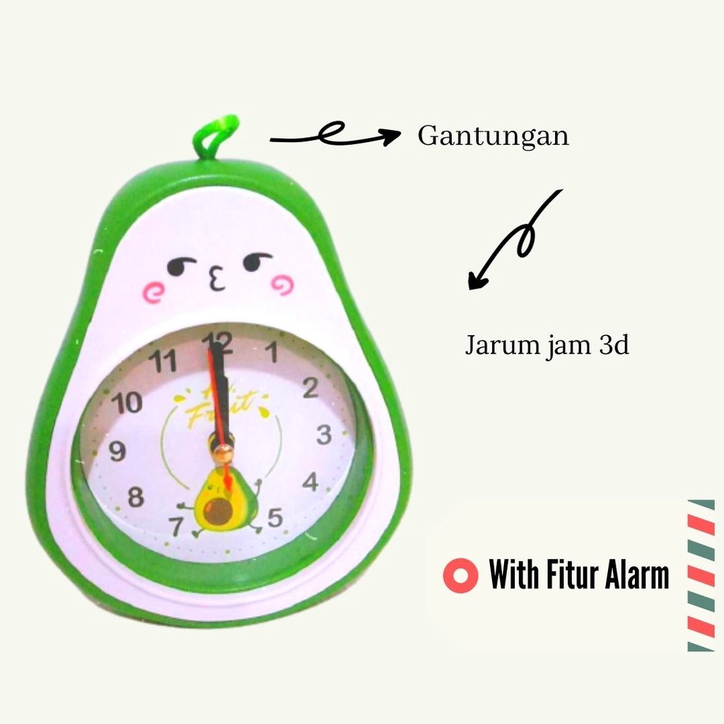 JAM WEKER KARAKTER KEPITING CRAB LUCU - JAM ALARM ALPUKAT - JAM MEJA - JAM KARAKTER UNIK DAN LUCU