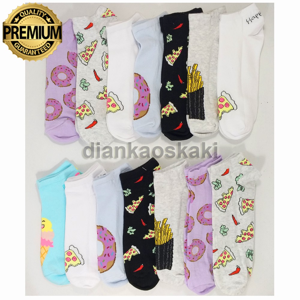 [ 12 PASANG ] KAOS KAKI PENDEK SEMATA KAKI MOTIF PRIA WANITA DEWASA