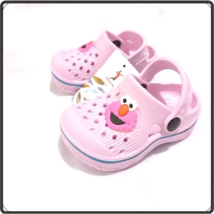 Sandal Anak Baim / Sandal Kodok / Sandal Anak Perempuan Tali Belakang Motif Elmo Usia 8 Bulan - 6 Tahun