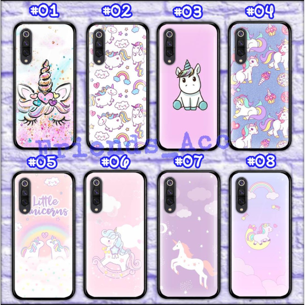 SAMSUNG A6+ , A7 2017 , A7 2018 , A8 2018 , A8+ PREMIUM CASE CASING GLASS MOTIF UNICORN