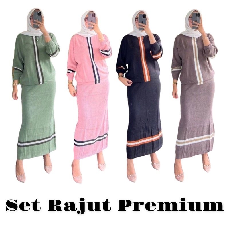 Setelan Rajut Premium SET ROK RAJUT BATWING KALONG KNIT STELAN LIST KOMBINASI JUMBO LD110 BIGSIZE MURAH POLOS GROSIR