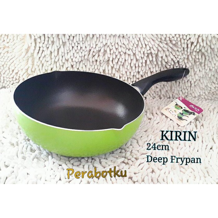 KIRIN Deep Frypan 24cm Sasando Fry pan wajan BIBIR TUANG Teflon HIJAU