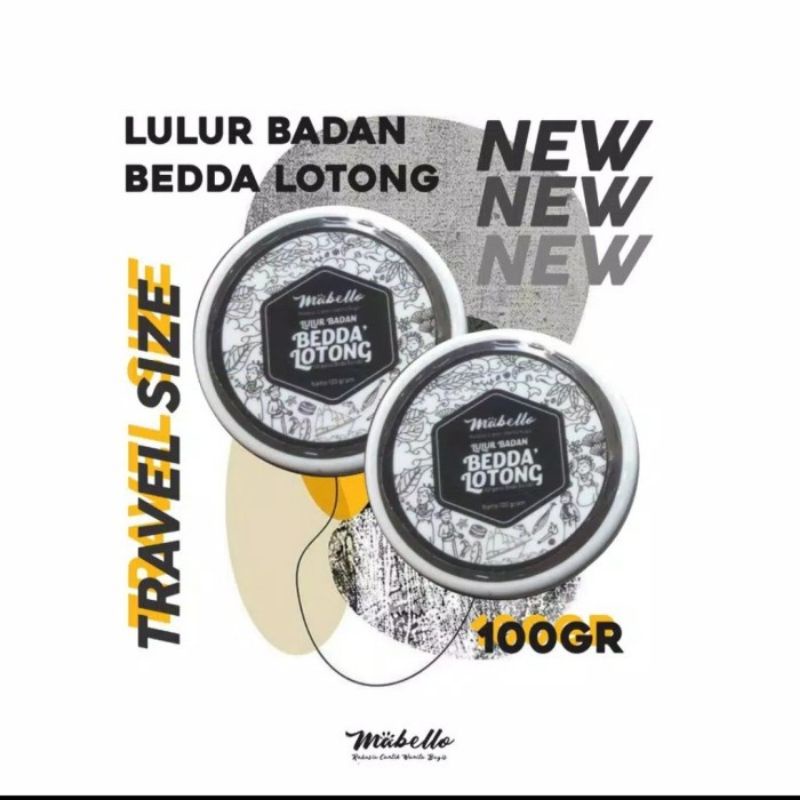 MABELLO Lulur Badan Bedda Lotong Original (Travel size) 100 gr