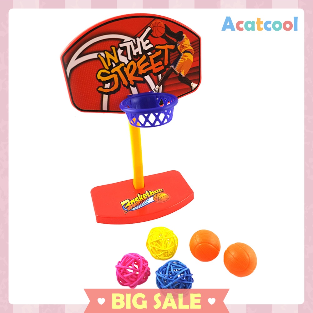 Pet Birds Chew Parakeet Bell Balls Parrot Toys Birdie Basketball Hoop Prop