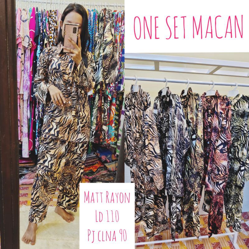 ONE SET LEOPARD SETELAN MACAN RAYON PREMIUM