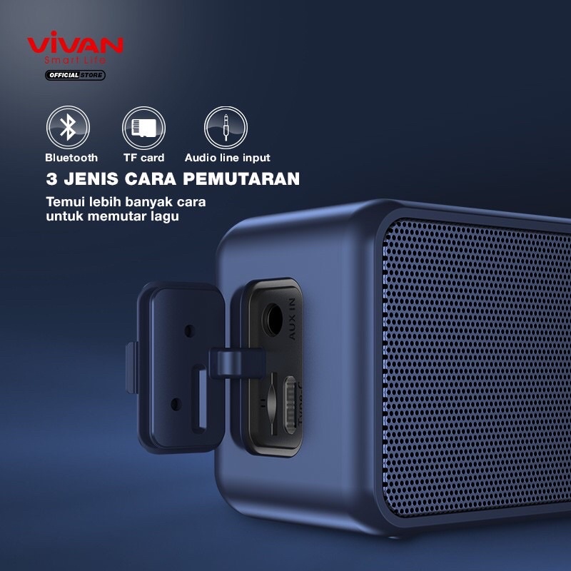 Speaker Bluetooth VIVAN VS20 Wireless Audio Portable Mega Bass Waterproof IPX7 Hi-Fi AUX TWS Bluetooth 5.0 Original Surround Sound 360° - Garansi Resmi 1 Tahun