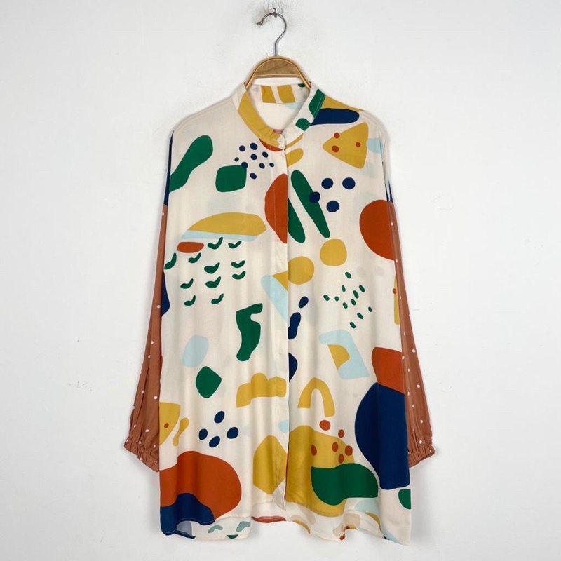 kemeja wanita  motif bahan rayon // kemeja-Foto 9