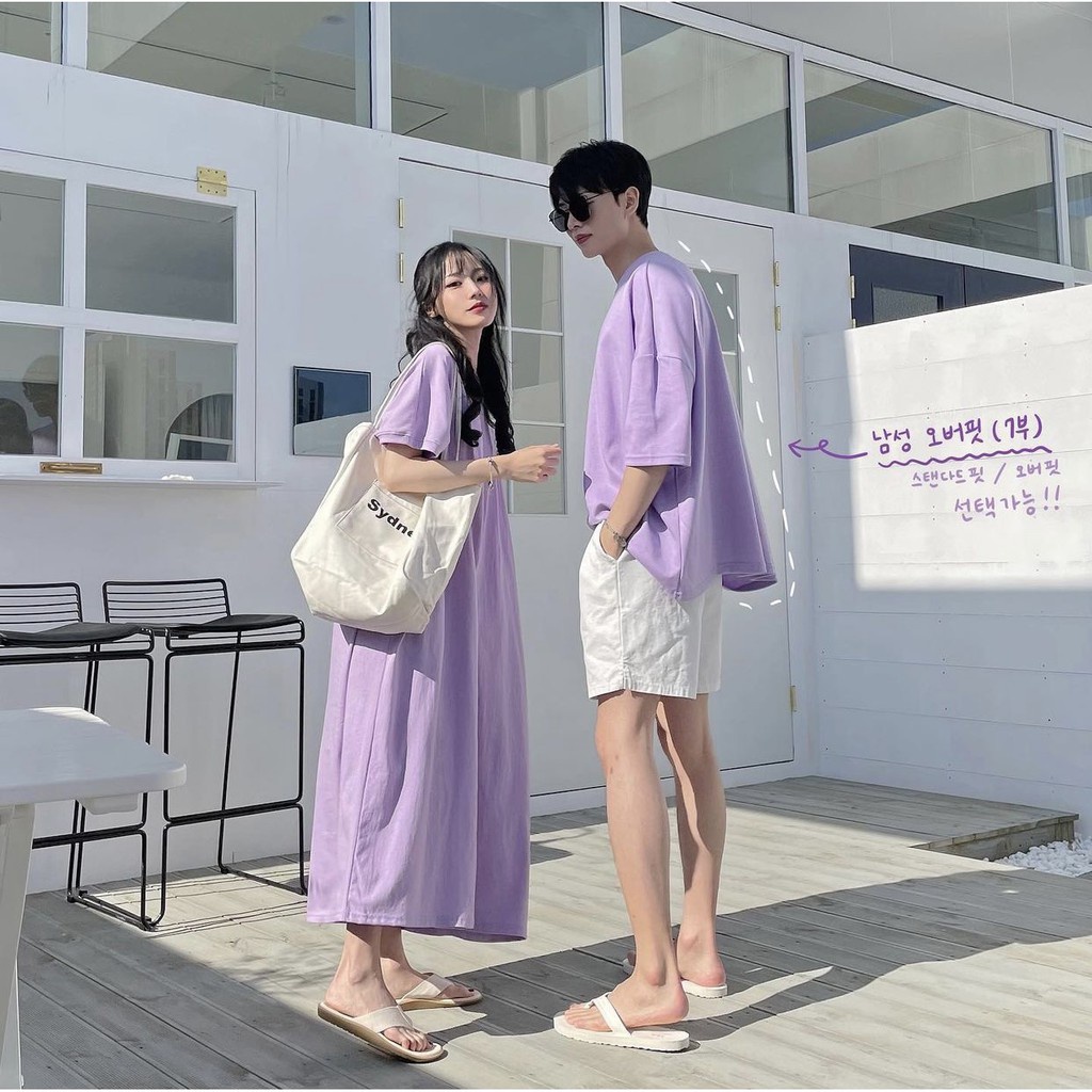 MYSTIQUE.ID-BAJU COUPLE T-SHIRT DRESS ZOYA OVERSIZE KAOS PASANGAN BASIC