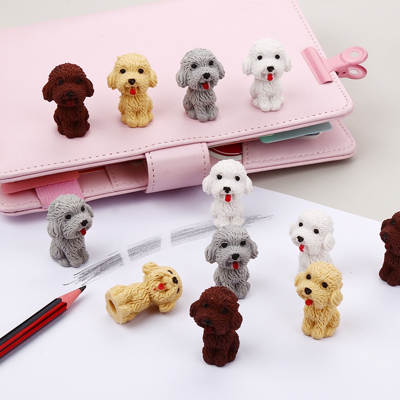 1pc Penghapus Pensil Bentuk Kartun Anjing Kawaii Bahan Karet Lembut Untuk Stationery Sekolah / Kantor