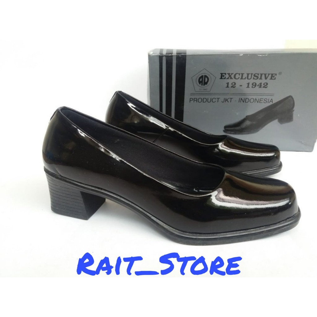 Sepatu Pantopel Polwan/ Secwan 5 cm kulit gloss Exclusive Original