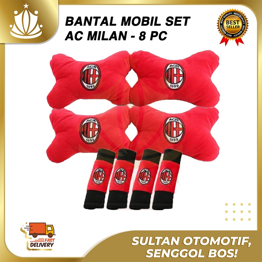 Car Set Bantal Mobil AC MILAN Set 8 / Bantal Mobil AC MILAN