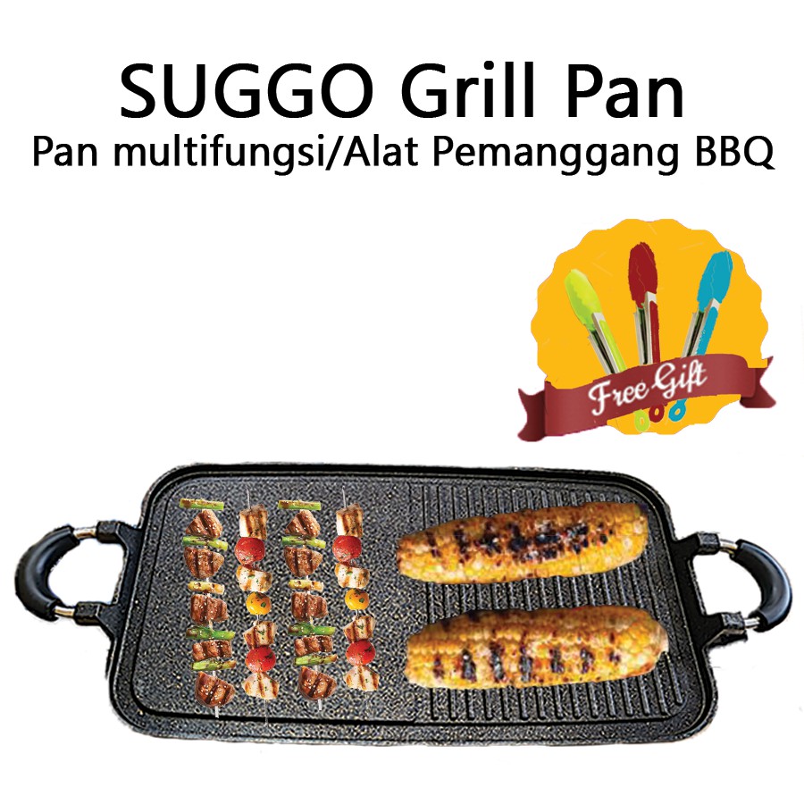 SUGGO Grill Pan Multifungsi Teflon / Alat Pemanggang BBQ