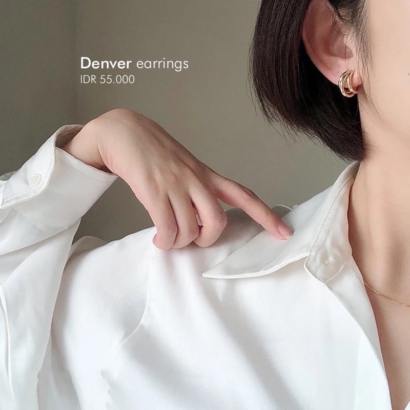 Ark.co - Denver earrings (double ; triple) anting hoops huggies gold statement minimalis simple